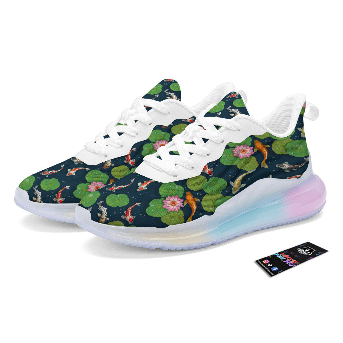 Lotus And Koi Carp Print Pattern Running Sneakers-grizzshop