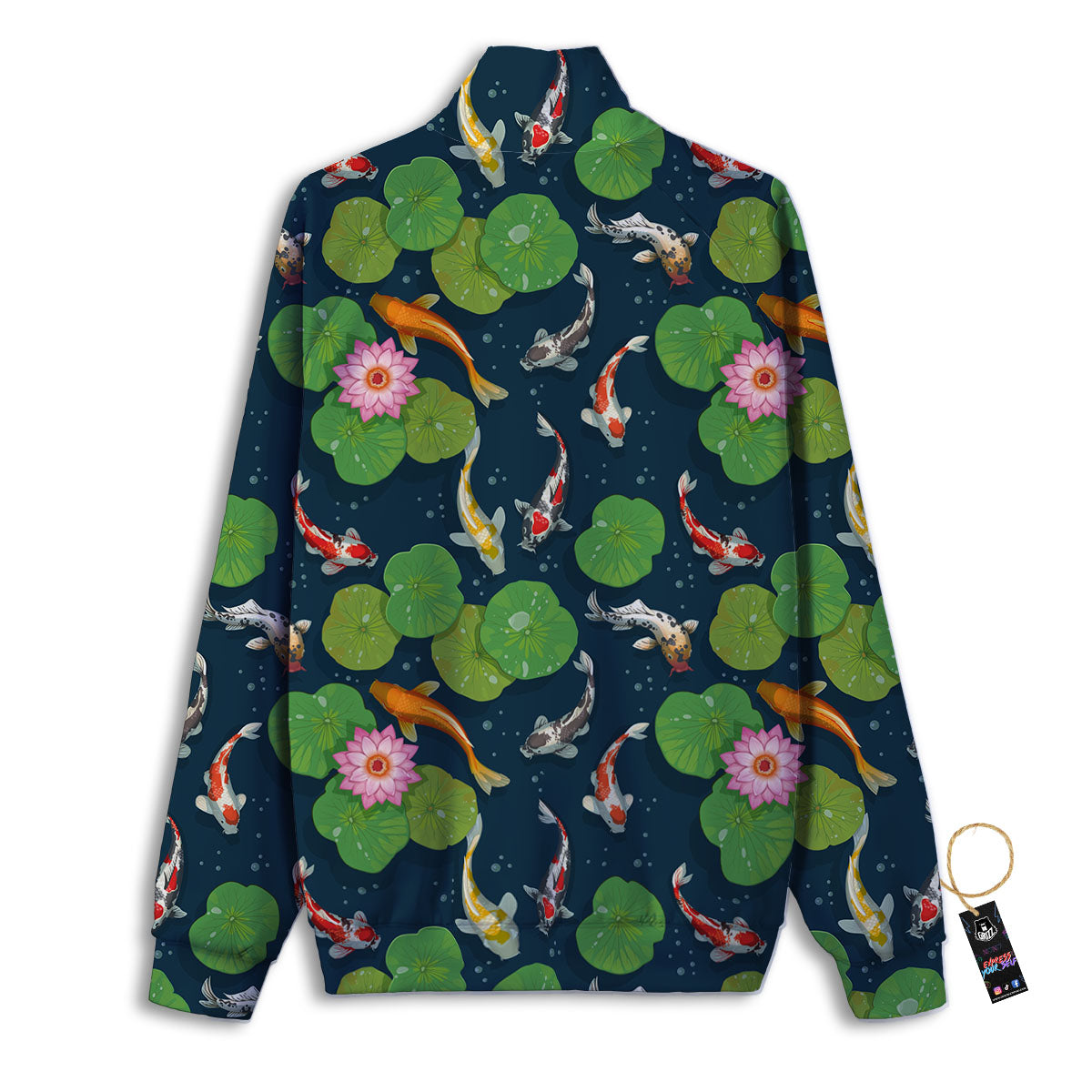 Lotus And Koi Carp Print Pattern Track Jacket-grizzshop