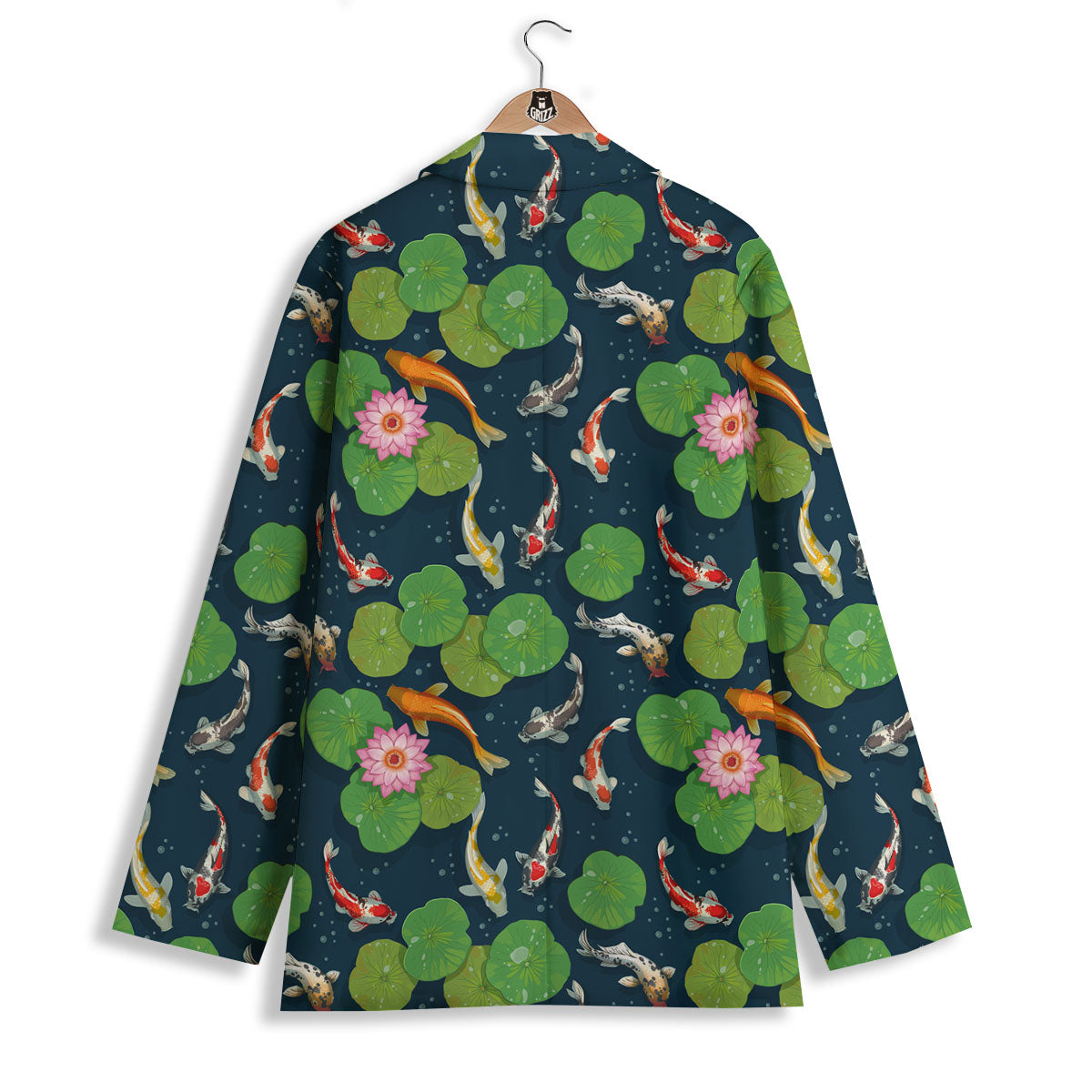 Lotus And Koi Carp Print Pattern Women's Blazer-grizzshop