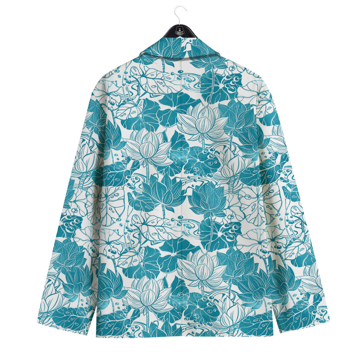 Lotus Blue And White Flower Print Pattern Men's Sport Coat-grizzshop