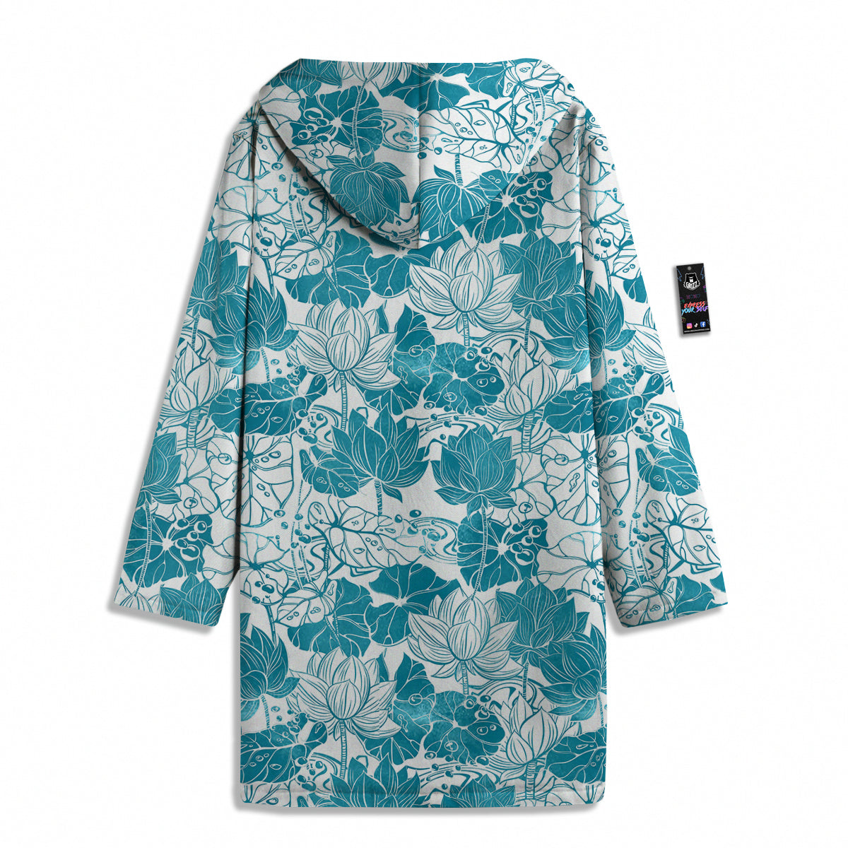 Lotus Blue And White Flower Print Pattern Men's Windbreaker Jacket-grizzshop