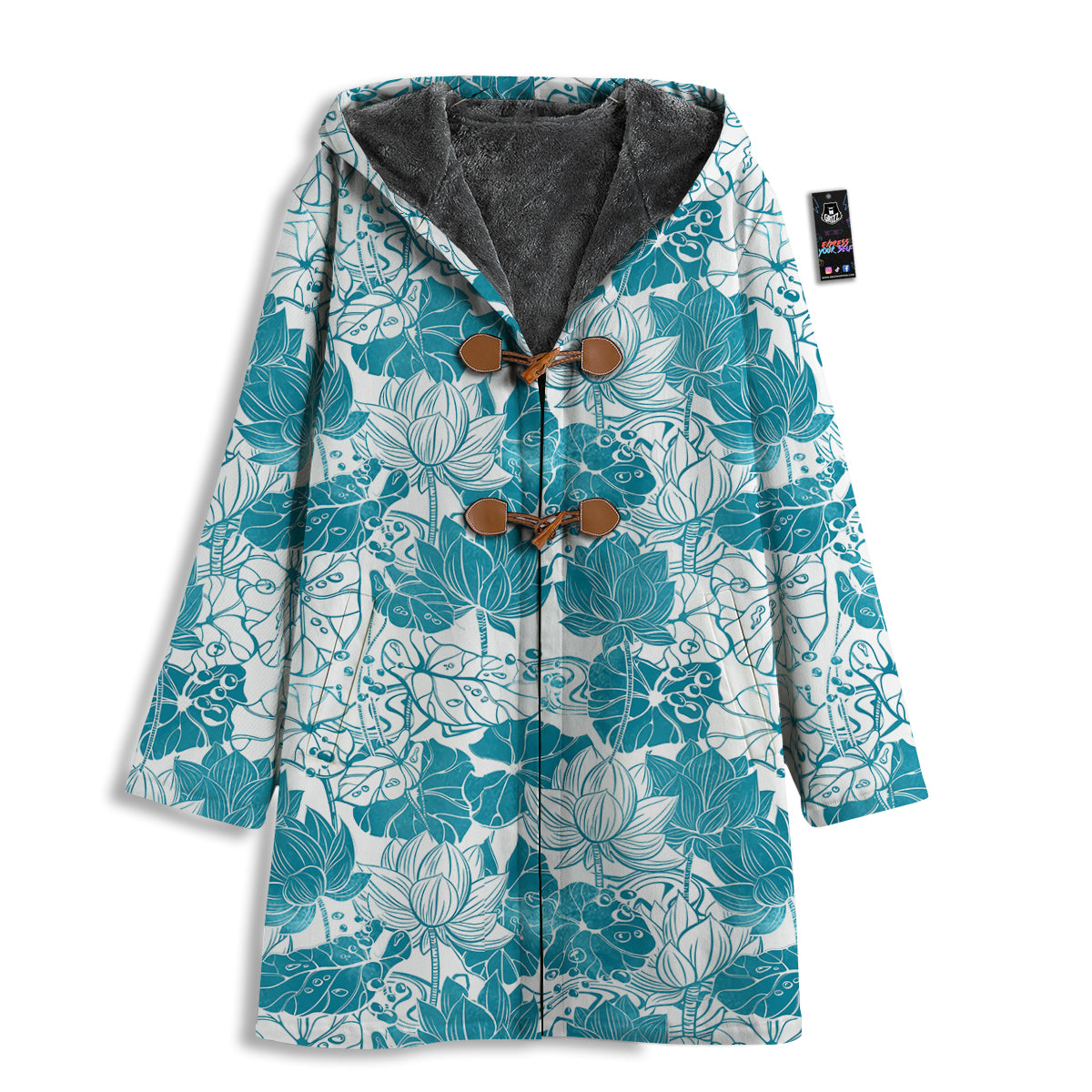 Lotus Blue And White Flower Print Pattern Men's Windbreaker Jacket-grizzshop