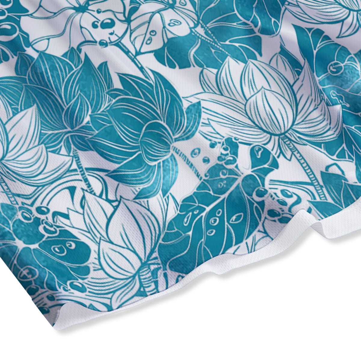 Lotus Blue And White Flower Print Pattern Mesh Shorts