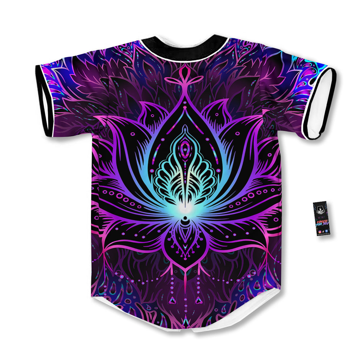 Lotus Boho Spiritual Print Baseball Jersey-grizzshop
