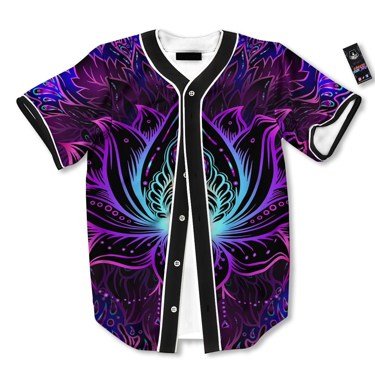 Lotus Boho Spiritual Print Baseball Jersey-grizzshop