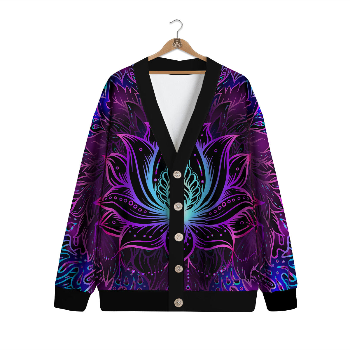 Lotus Boho Spiritual Print Cardigan-grizzshop