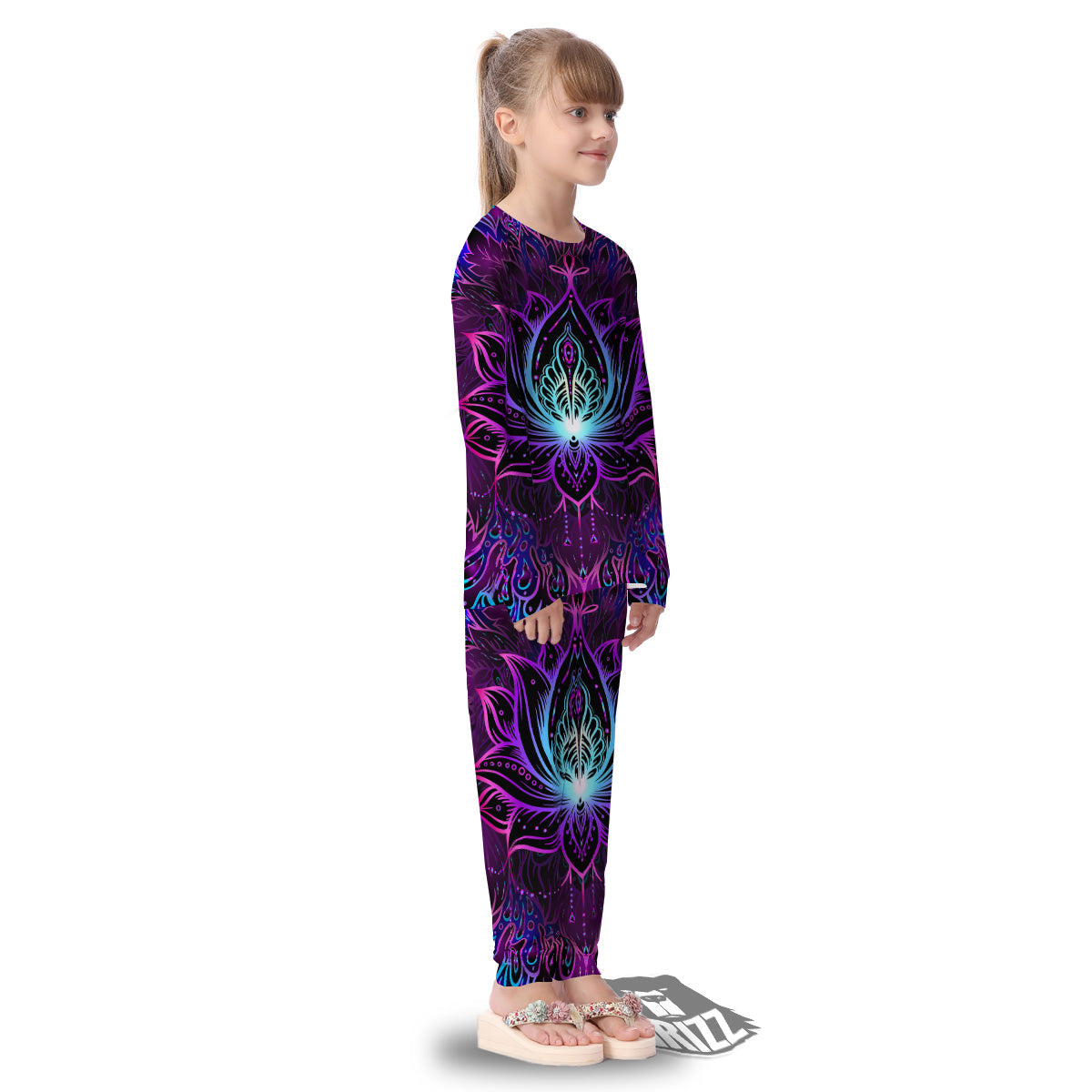 Lotus Boho Spiritual Print Kid's Pajamas-grizzshop