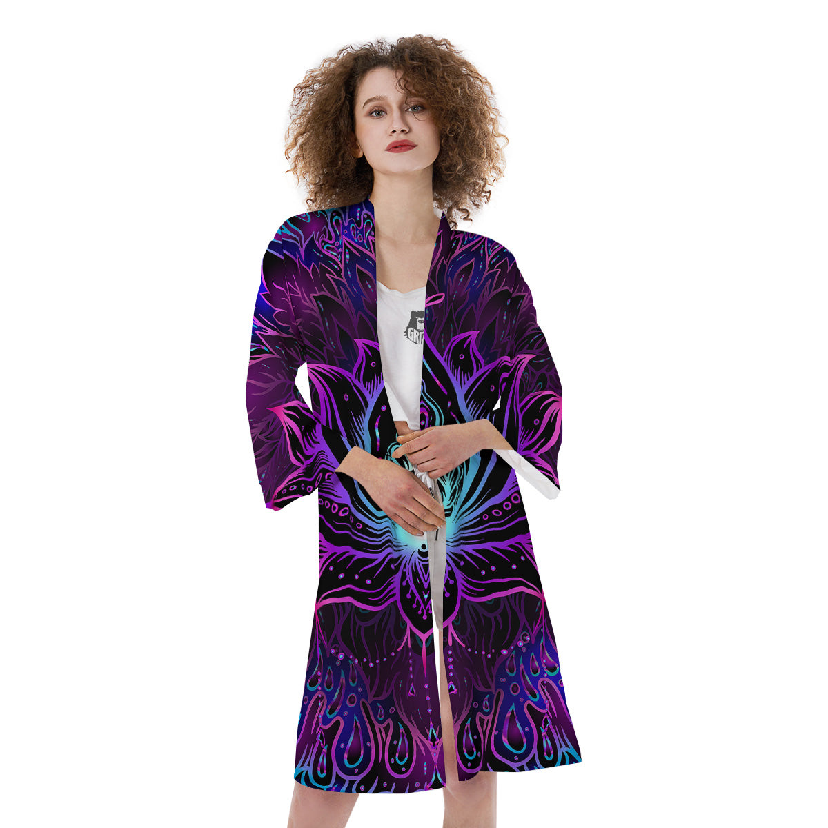 Lotus Boho Spiritual Print Kimono-grizzshop