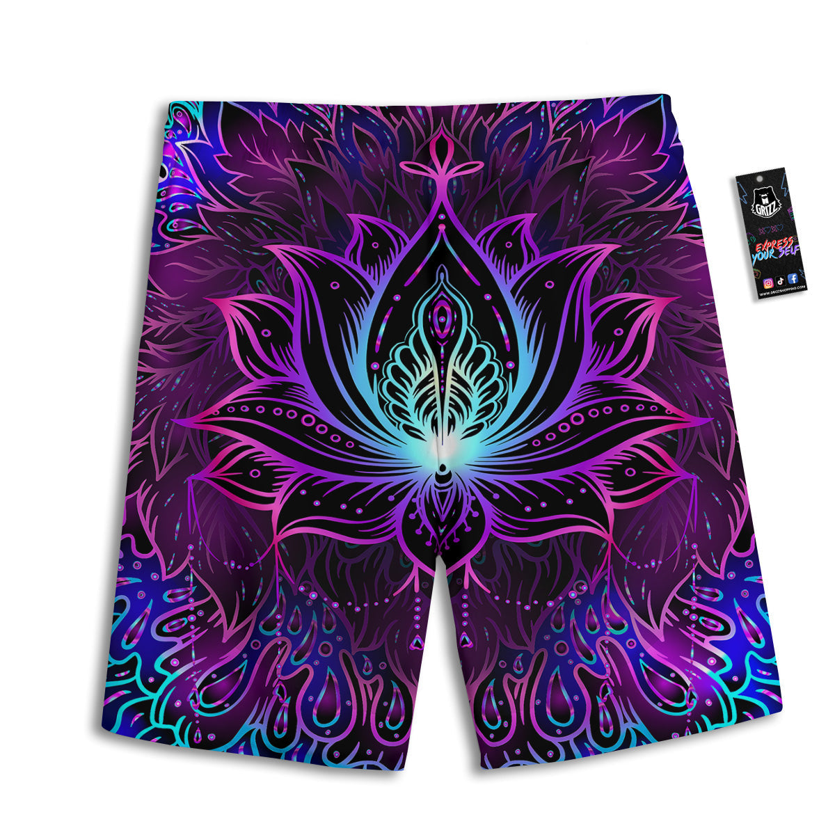 Lotus Boho Spiritual Print Men's Athletic Shorts