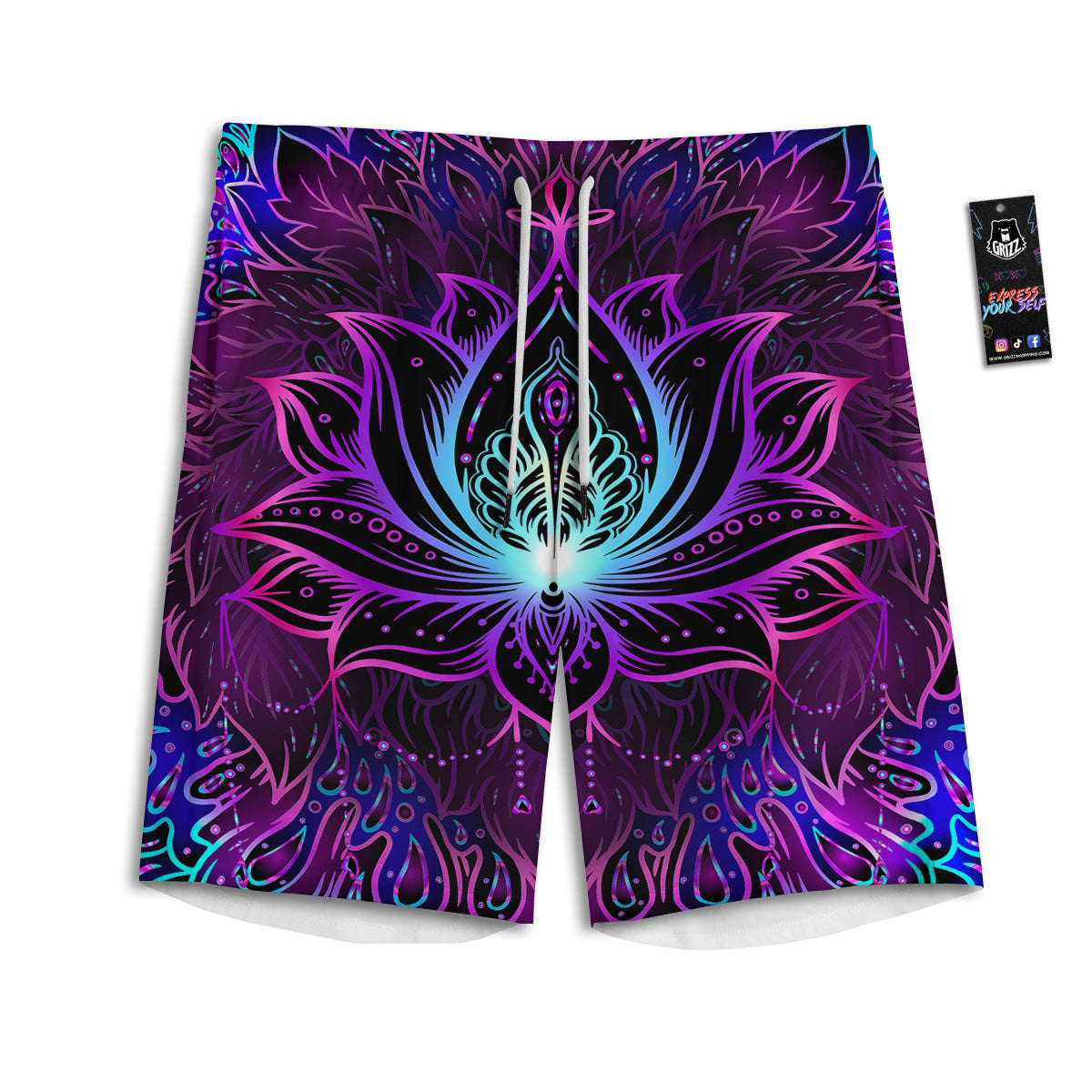 Lotus Boho Spiritual Print Men's Athletic Shorts