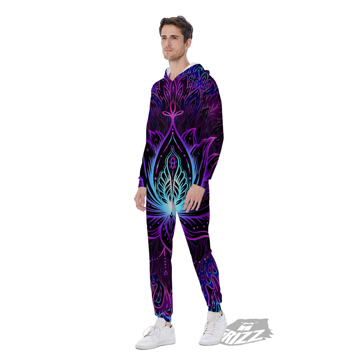 Lotus Boho Spiritual Print Men's Jumpsuit-grizzshop