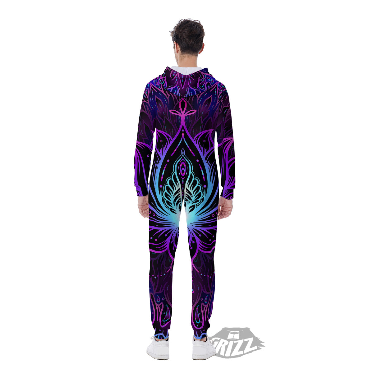 Lotus Boho Spiritual Print Men's Jumpsuit-grizzshop