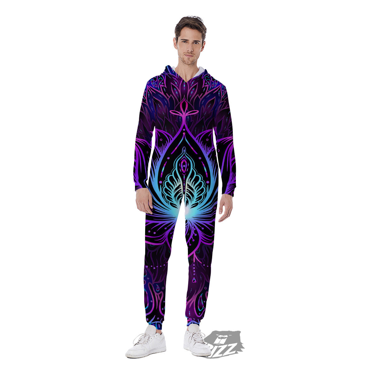 Lotus Boho Spiritual Print Men's Jumpsuit-grizzshop