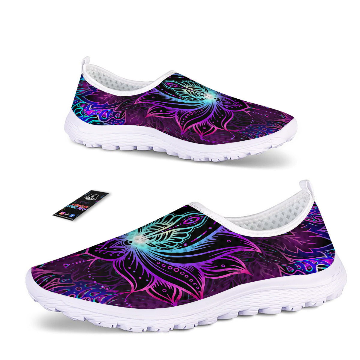 Lotus Boho Spiritual Print Nurse Shoes-grizzshop