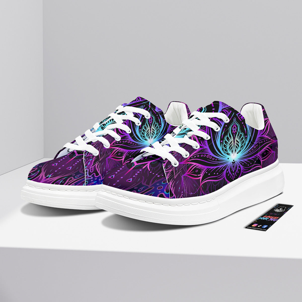 Lotus Boho Spiritual Print Platform Shoes-grizzshop