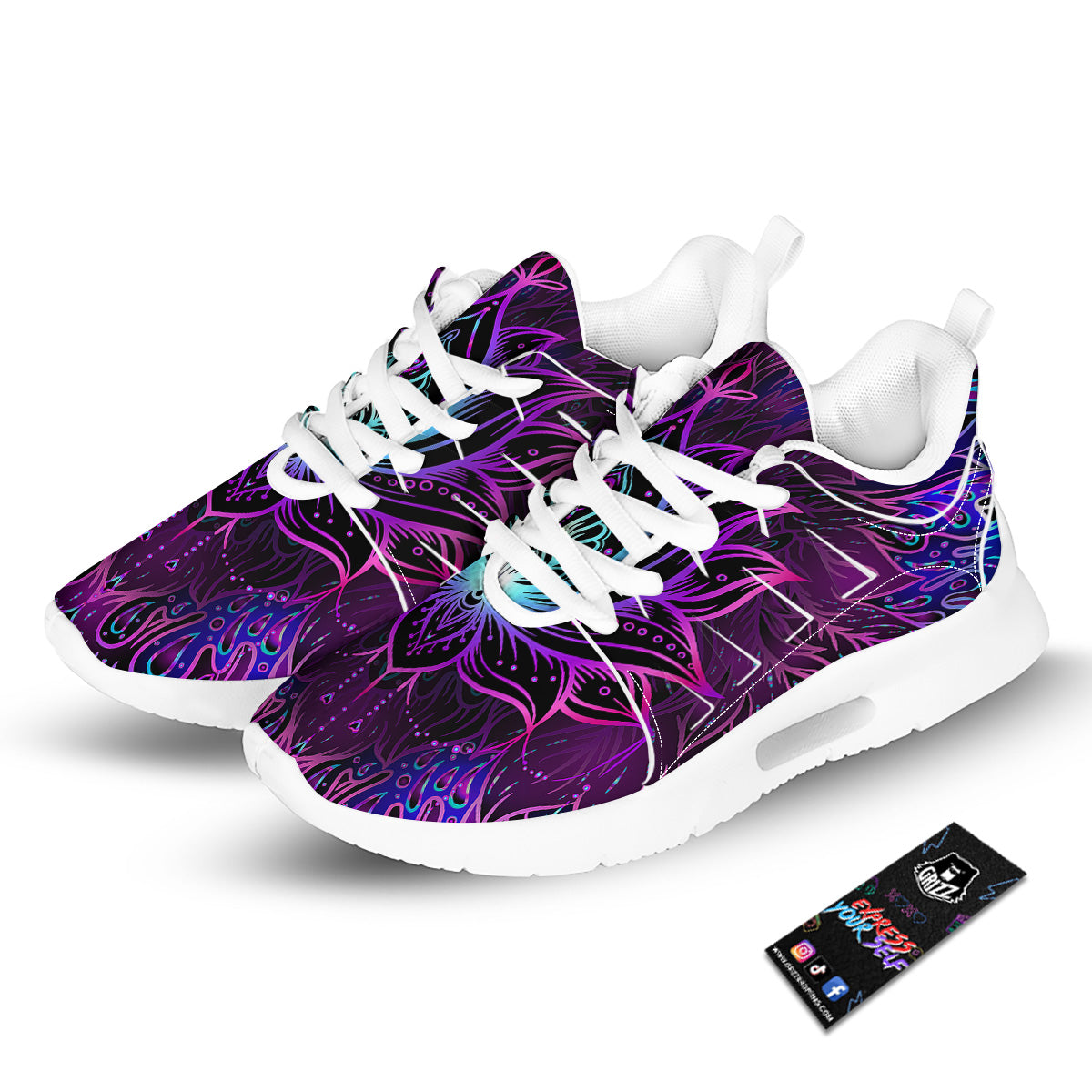 Lotus Boho Spiritual Print Tennis Shoes-grizzshop