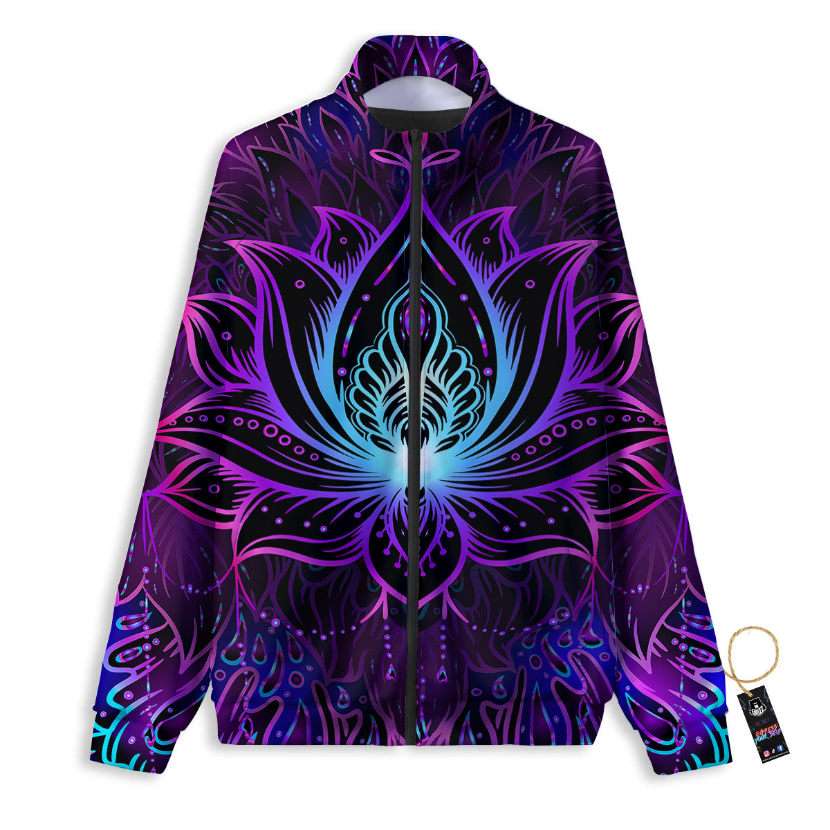 Lotus Boho Spiritual Print Track Jacket-grizzshop