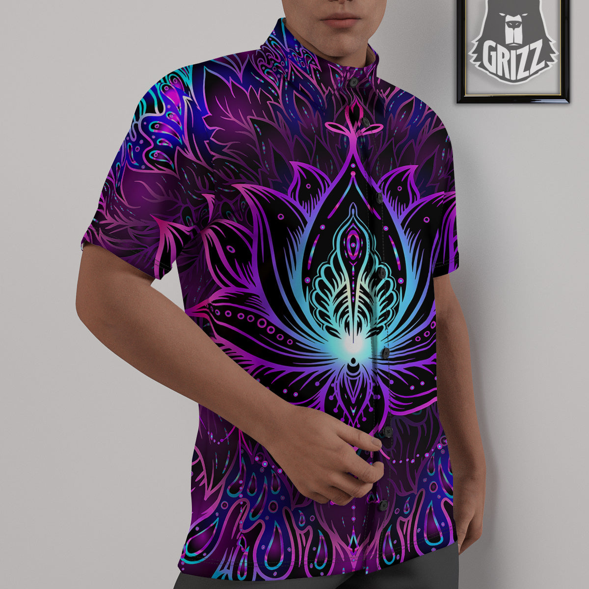 Lotus Boho Spiritual Print Untucked Shirts-grizzshop