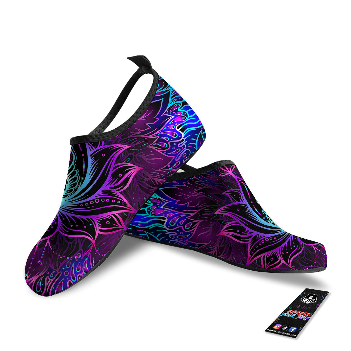 Lotus Boho Spiritual Print Water Shoes-grizzshop