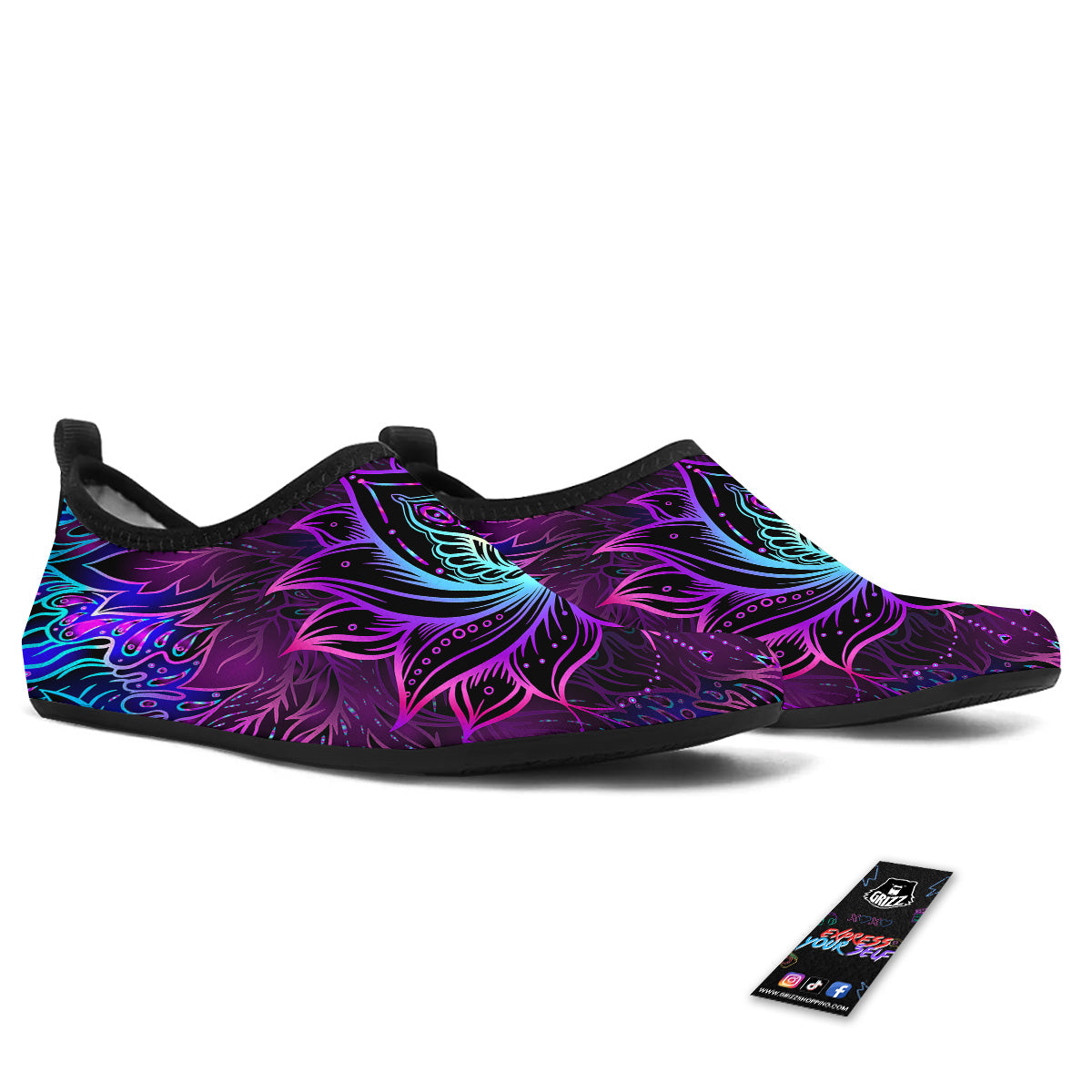 Lotus Boho Spiritual Print Water Shoes-grizzshop