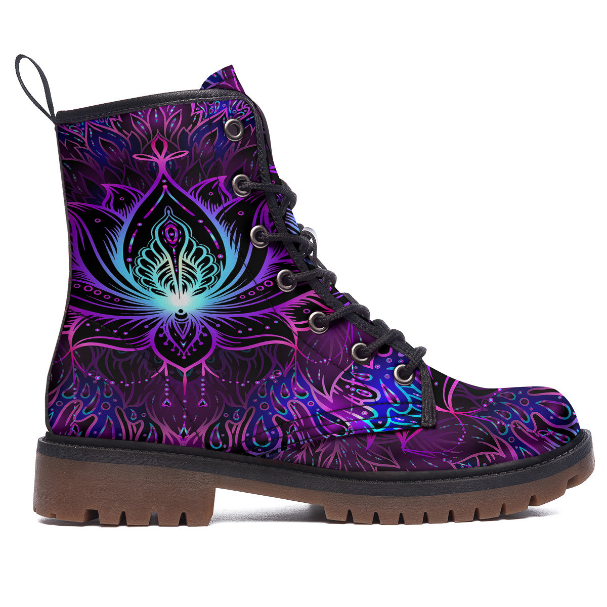 Lotus Boho Spiritual Print Work Boots-grizzshop