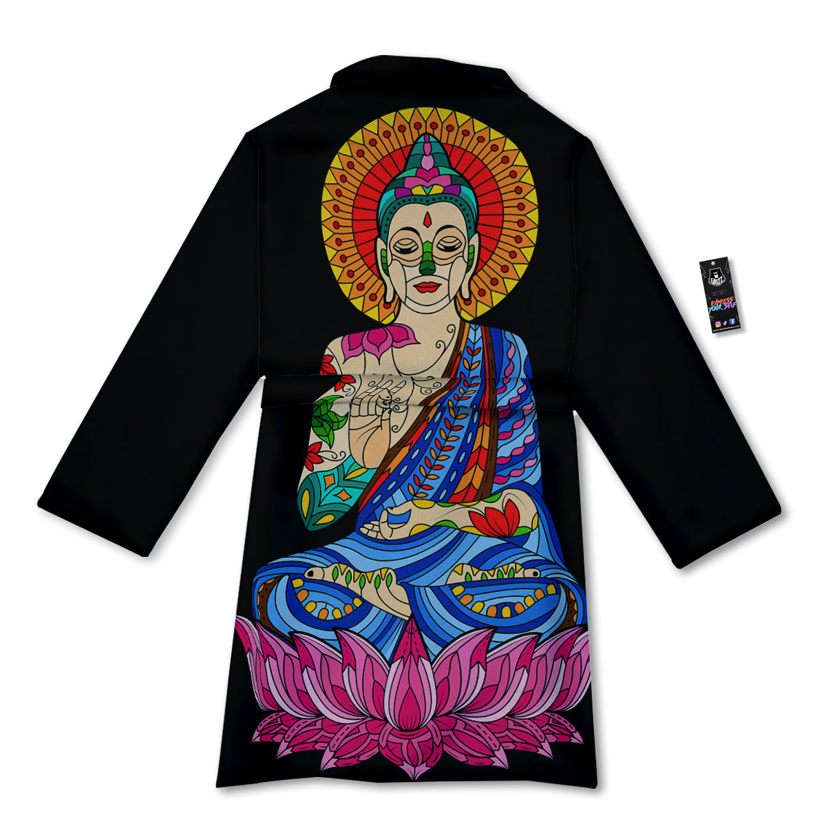 Lotus Buddha Colorful Print Bathrobe-grizzshop
