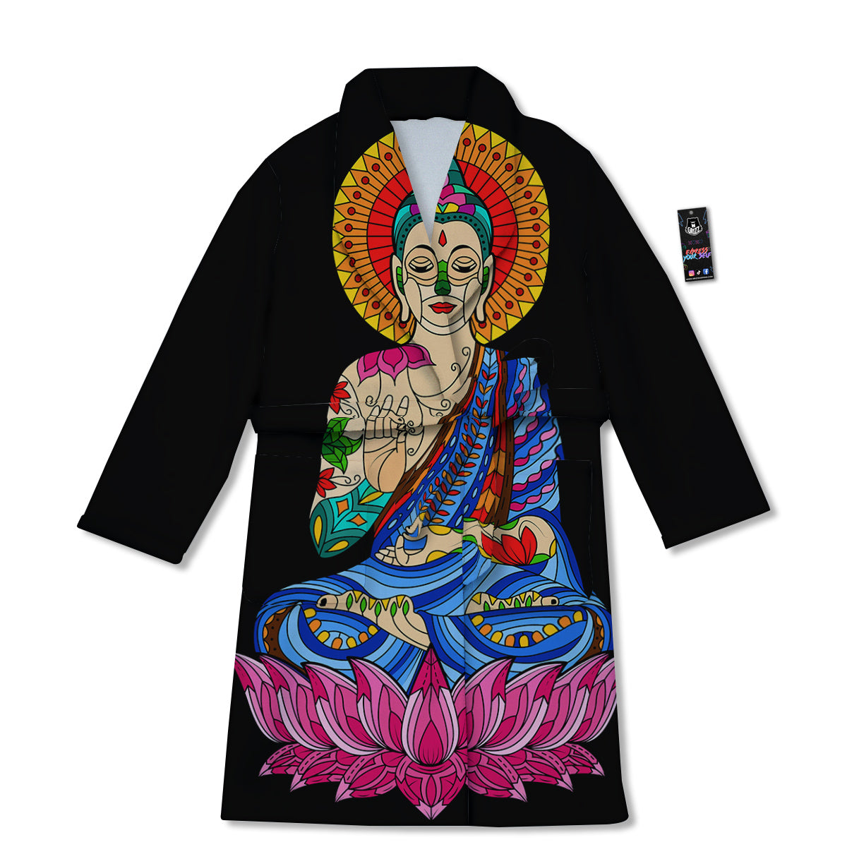 Lotus Buddha Colorful Print Bathrobe-grizzshop