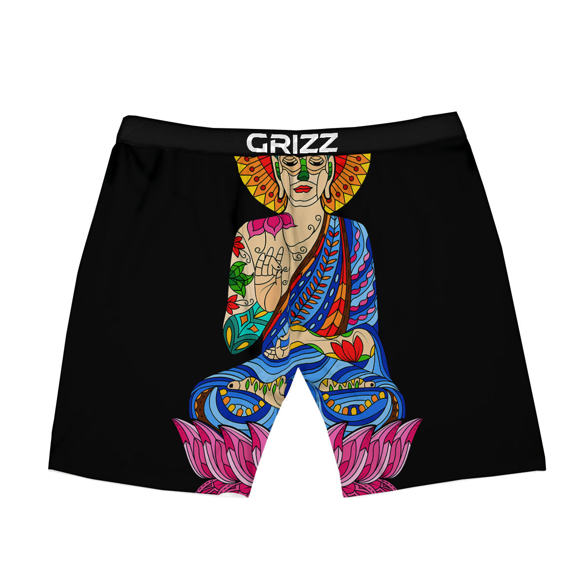 Lotus Buddha Colorful Print Boxer Briefs-grizzshop