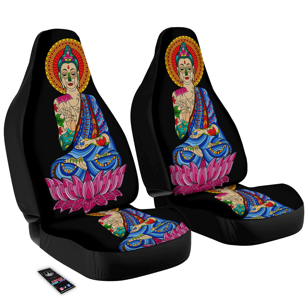 Lotus Buddha Colorful Print Car Seat Covers-grizzshop
