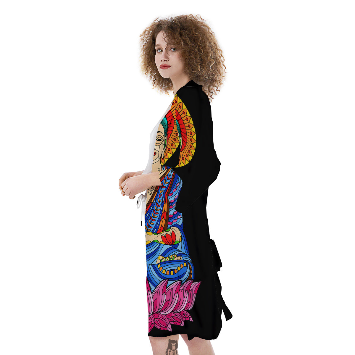 Lotus Buddha Colorful Print Kimono-grizzshop