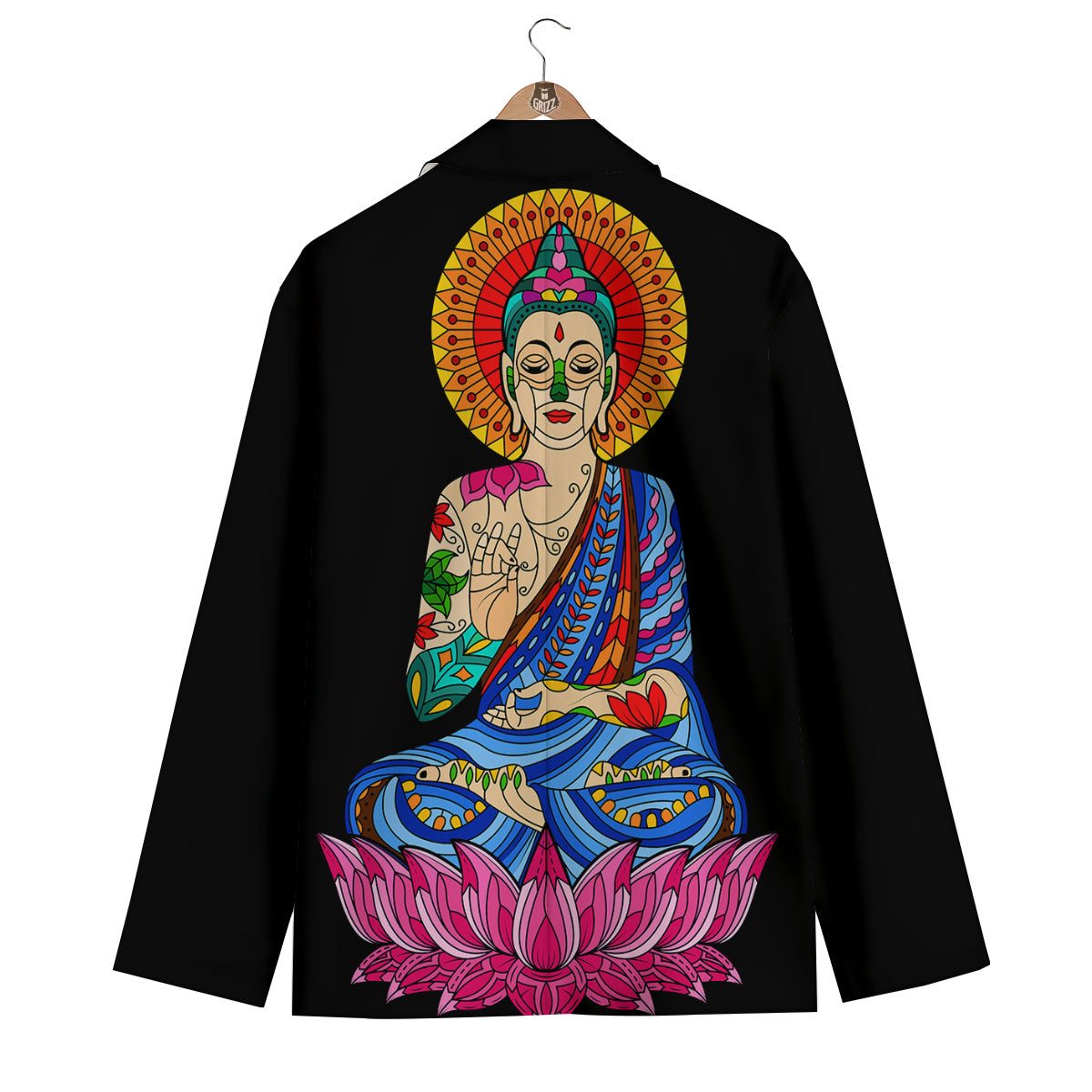 Lotus Buddha Colorful Print Men's Blazer-grizzshop