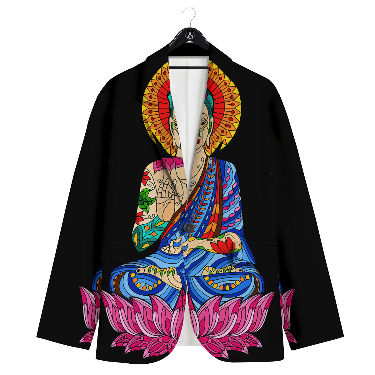 Lotus Buddha Colorful Print Men's Sport Coat-grizzshop