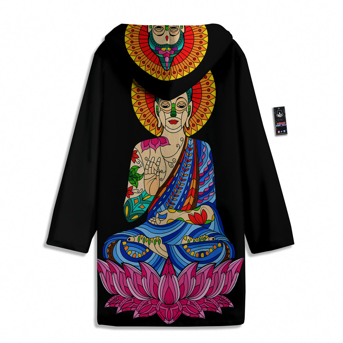 Lotus Buddha Colorful Print Men's Windbreaker Jacket-grizzshop