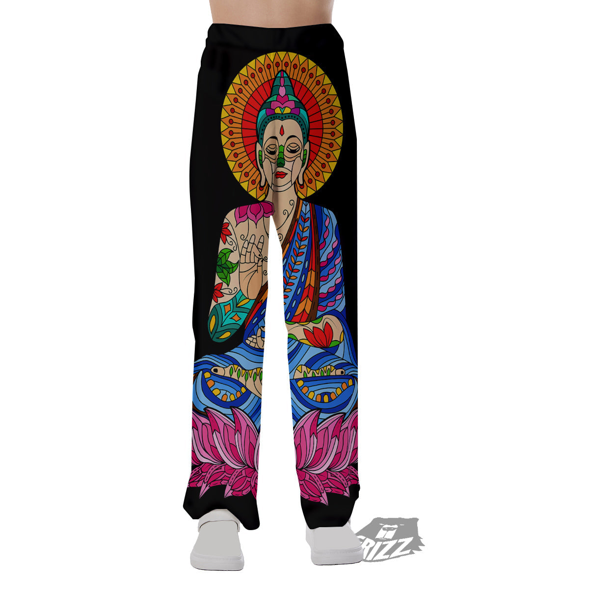 Lotus Buddha Colorful Print Pajama Pants-grizzshop