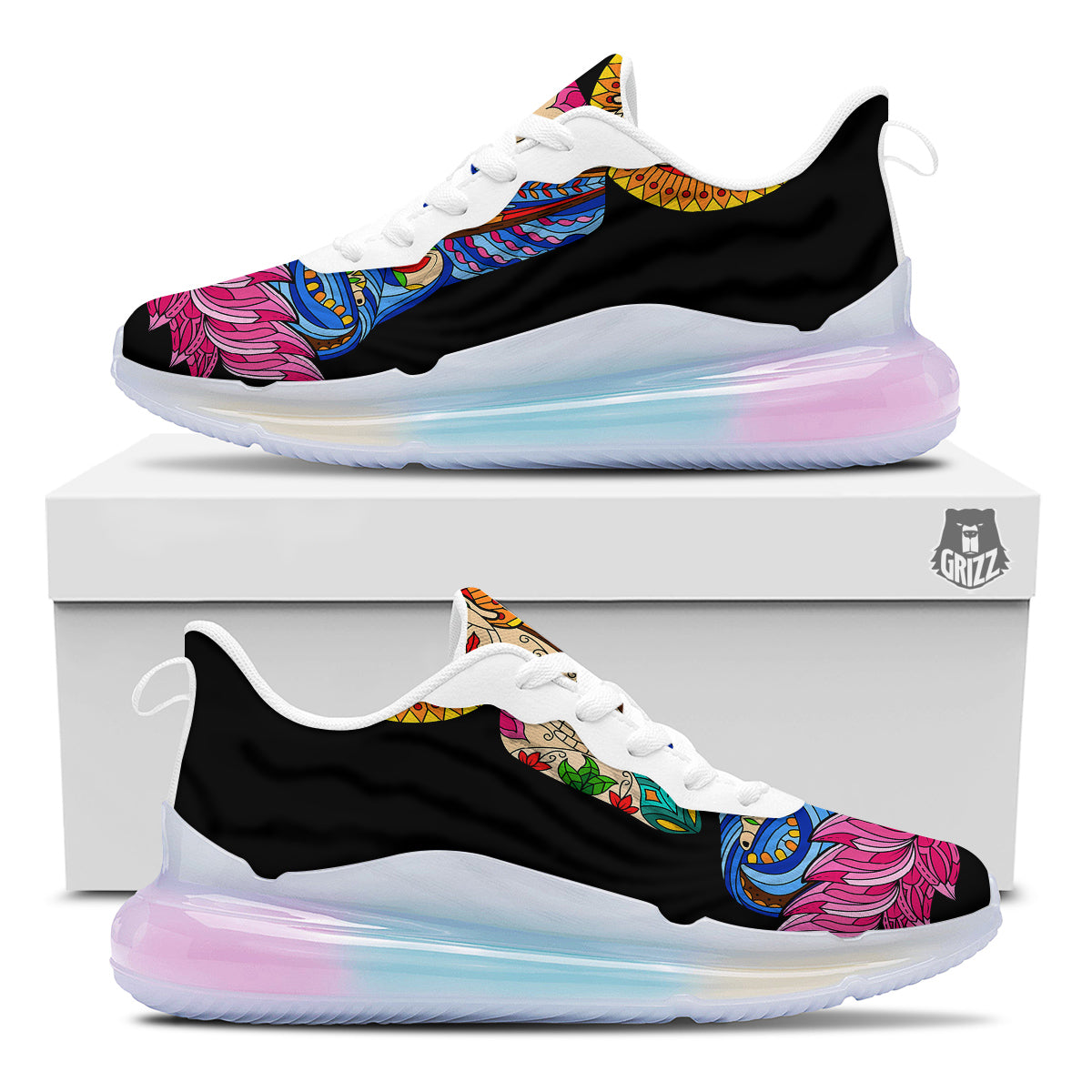 Lotus Buddha Colorful Print Running Sneakers-grizzshop