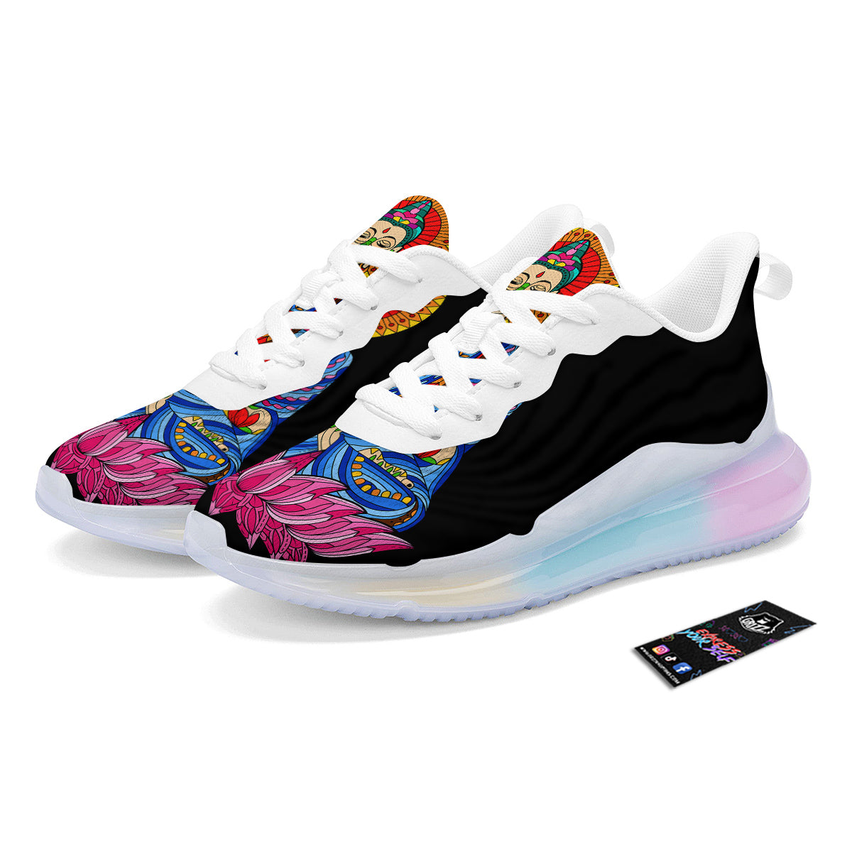 Lotus Buddha Colorful Print Running Sneakers-grizzshop