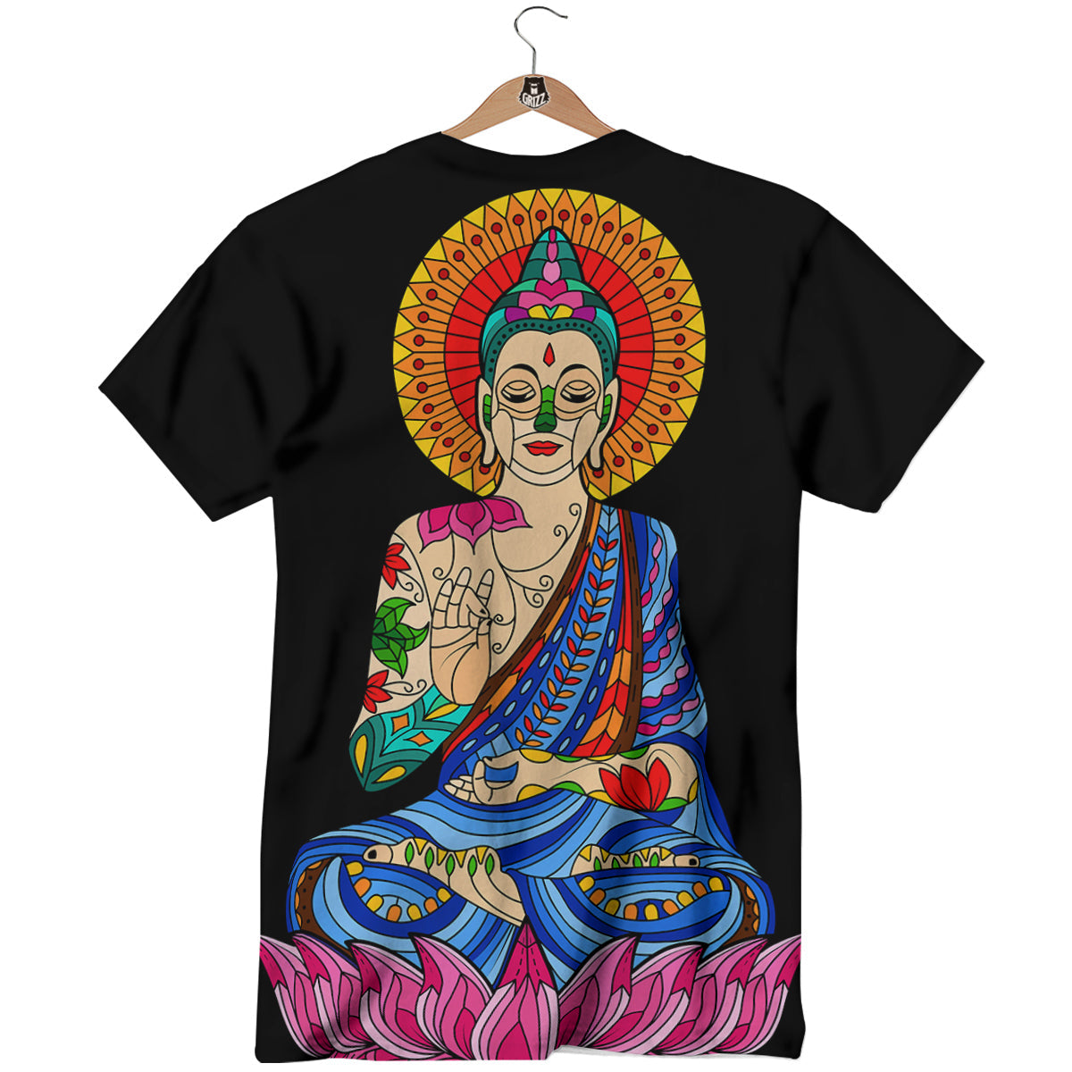Lotus Buddha Colorful Print T-Shirt-grizzshop