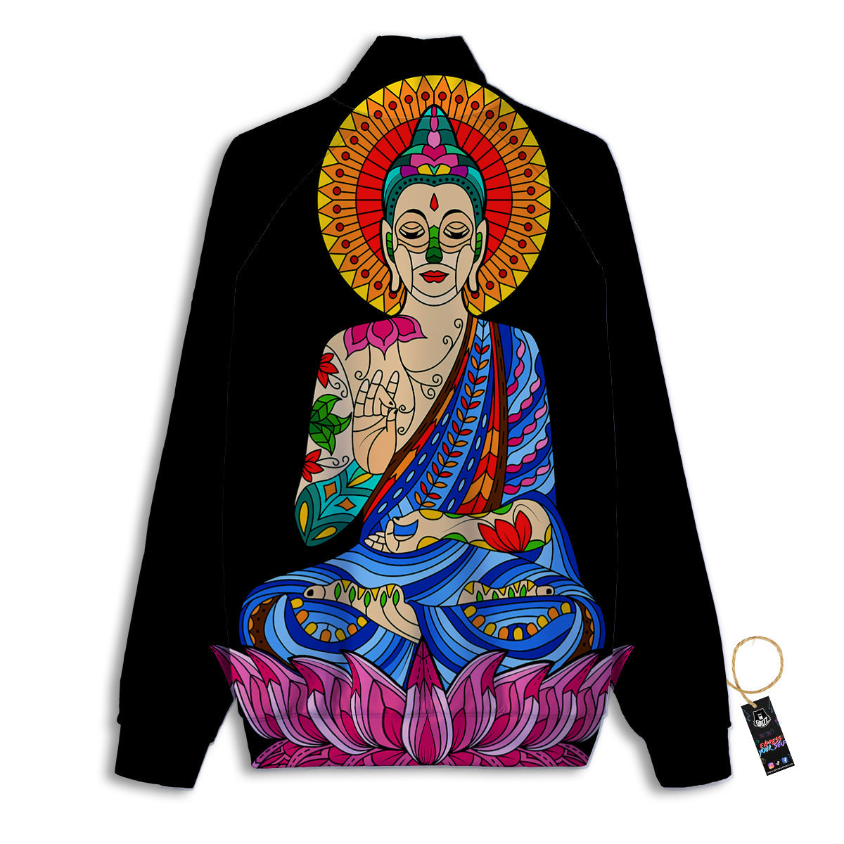 Lotus Buddha Colorful Print Track Jacket-grizzshop