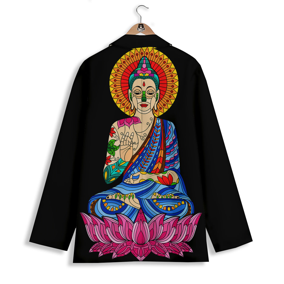 Lotus Buddha Colorful Print Women's Blazer-grizzshop