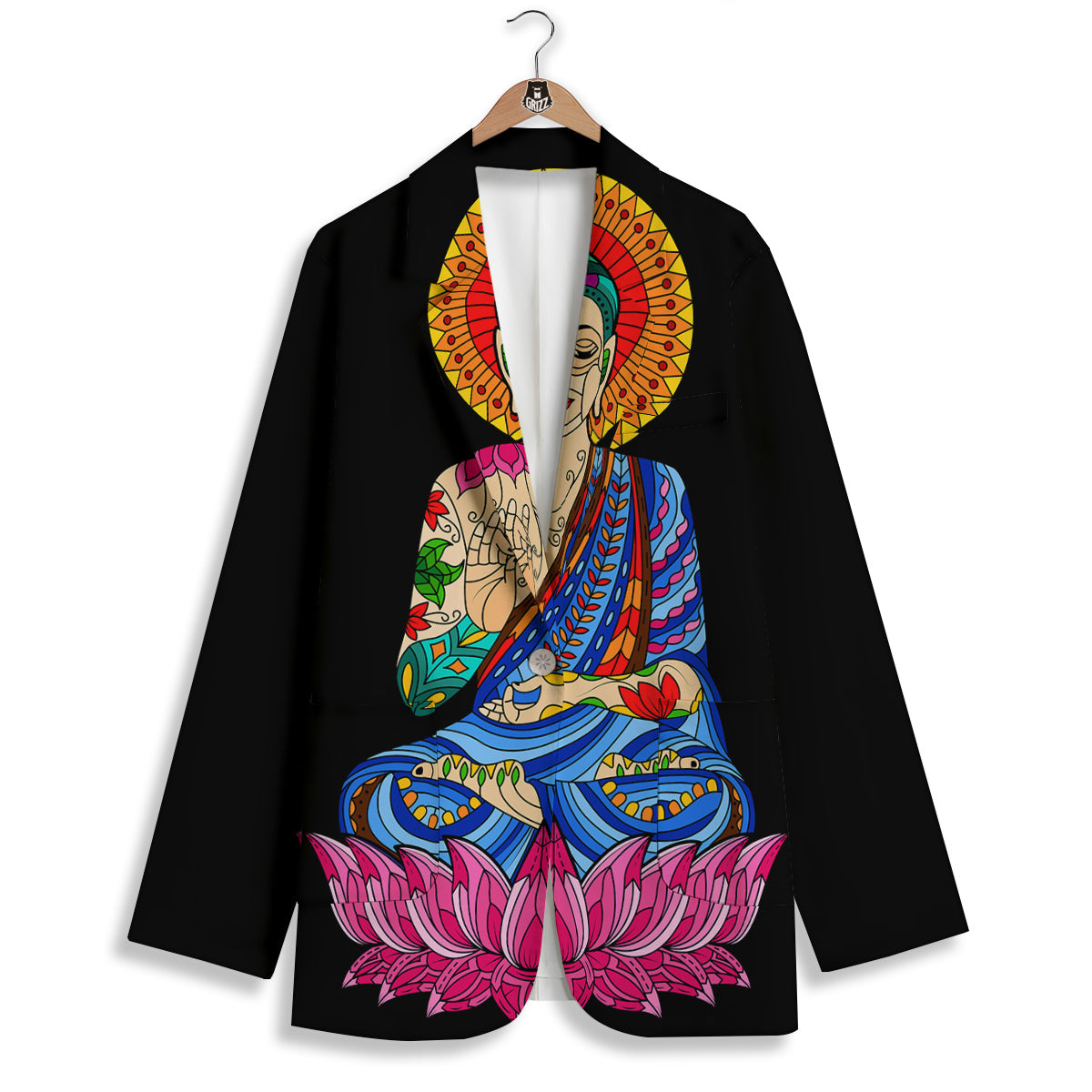 Lotus Buddha Colorful Print Women's Blazer-grizzshop