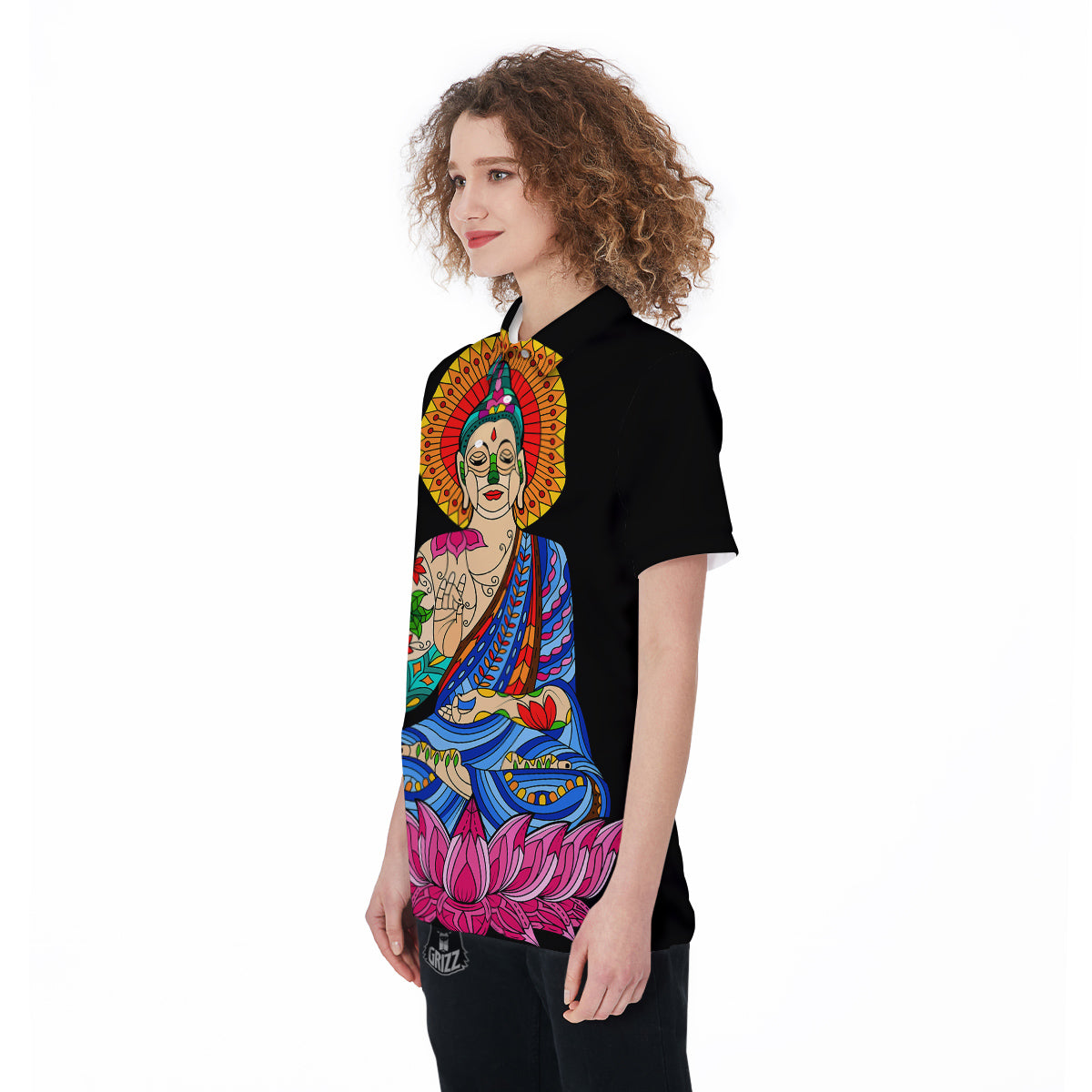 Lotus Buddha Colorful Print Women's Golf Shirts-grizzshop