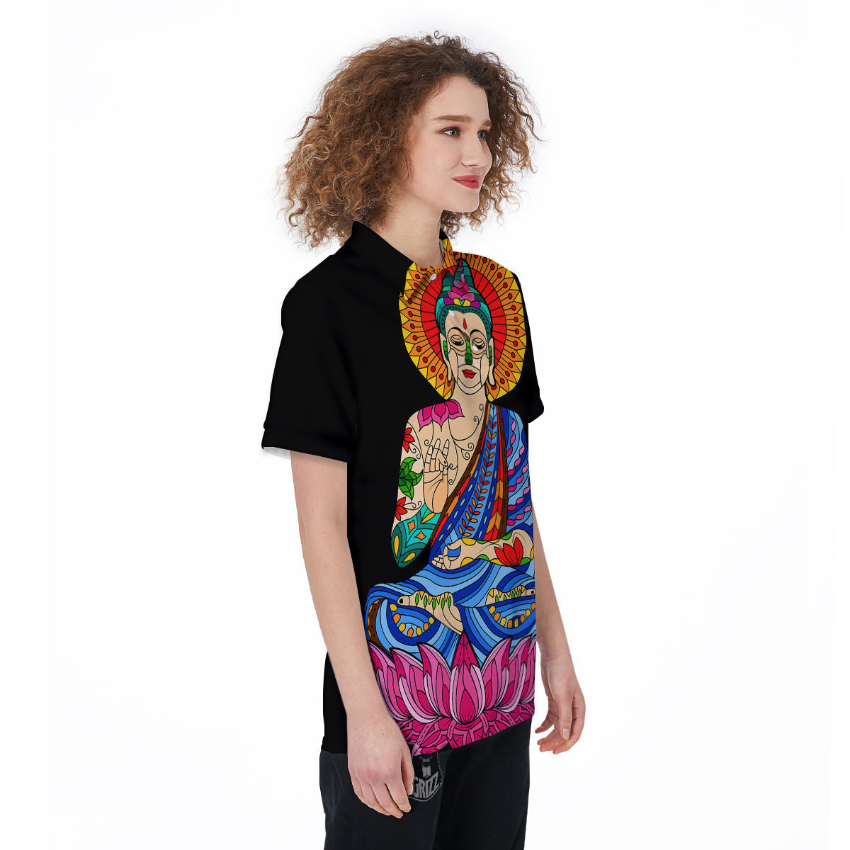 Lotus Buddha Colorful Print Women's Golf Shirts-grizzshop