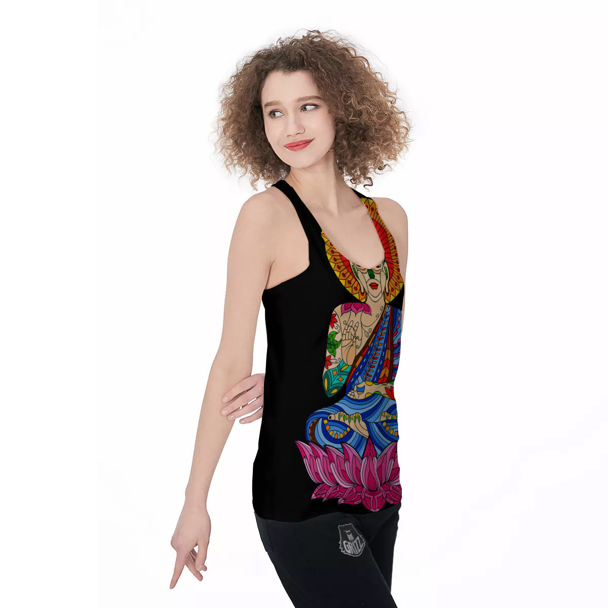 Lotus Buddha Colorful Print Women's Racerback Tank Top-grizzshop