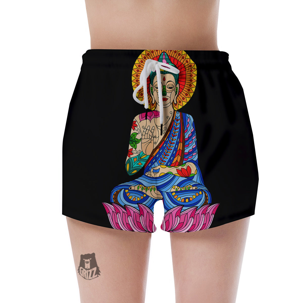 Lotus Buddha Colorful Print Women's Shorts-grizzshop