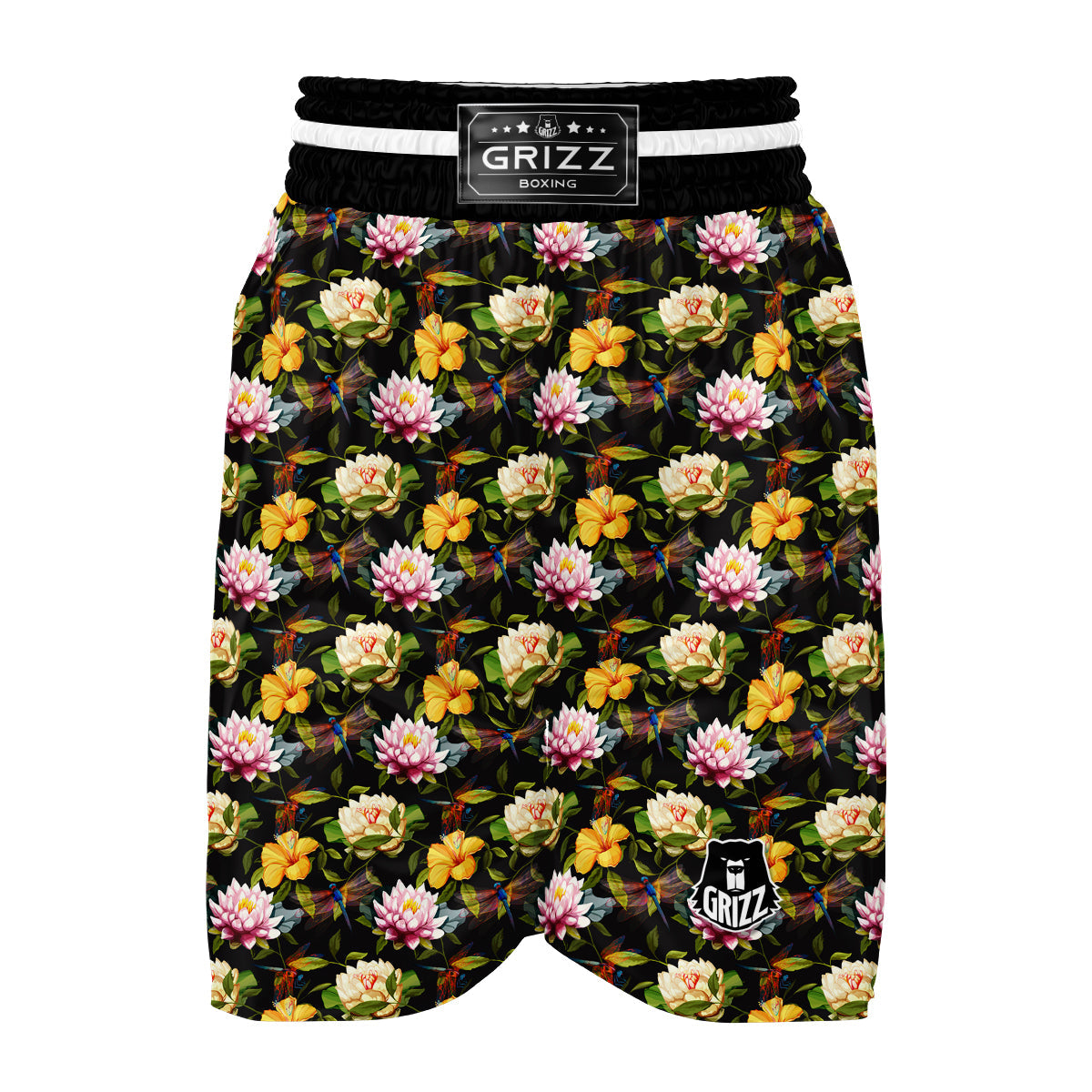 Lotus Dragon fly Boxing Shorts-grizzshop