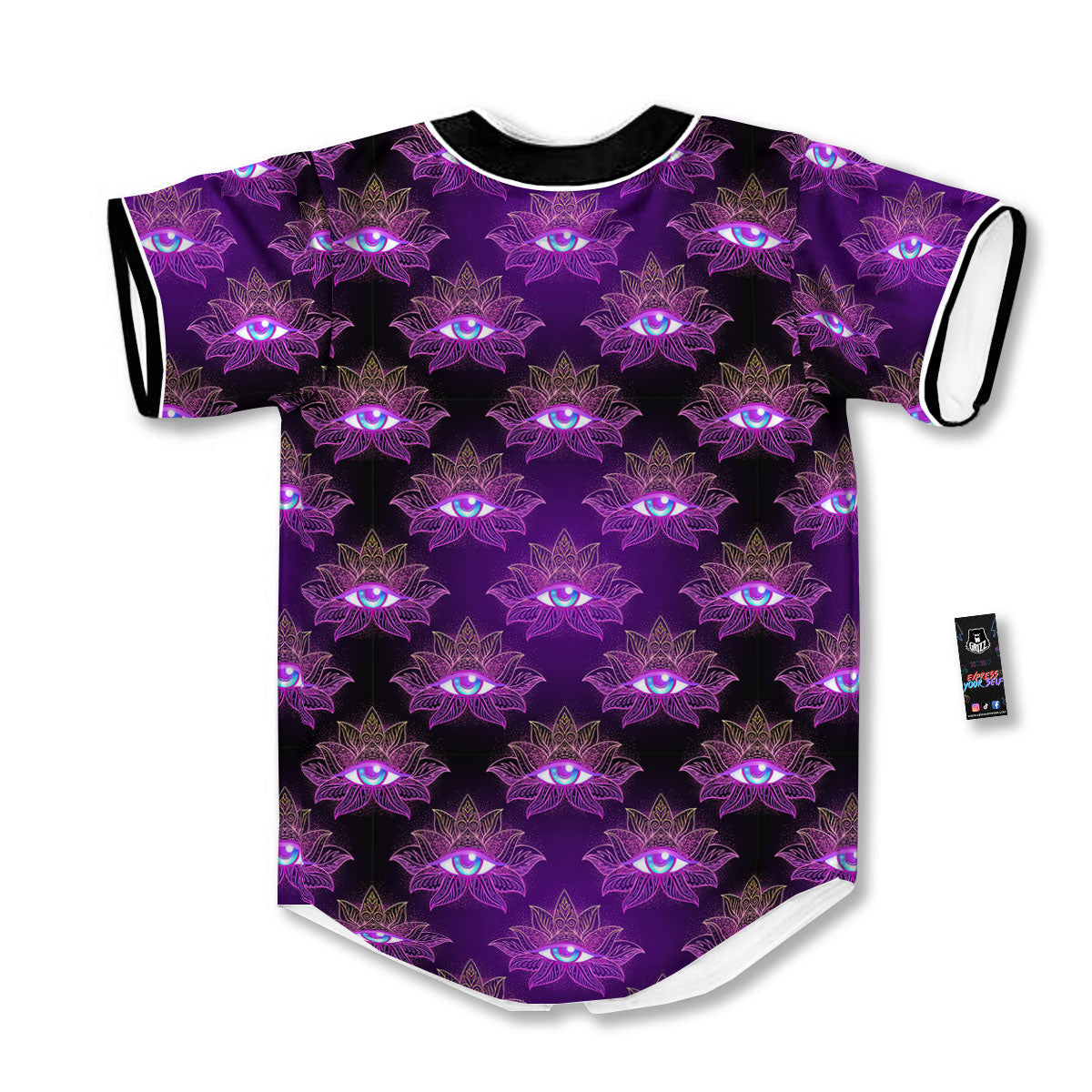 Lotus Eye Of Providence Print Pattern Baseball Jersey-grizzshop