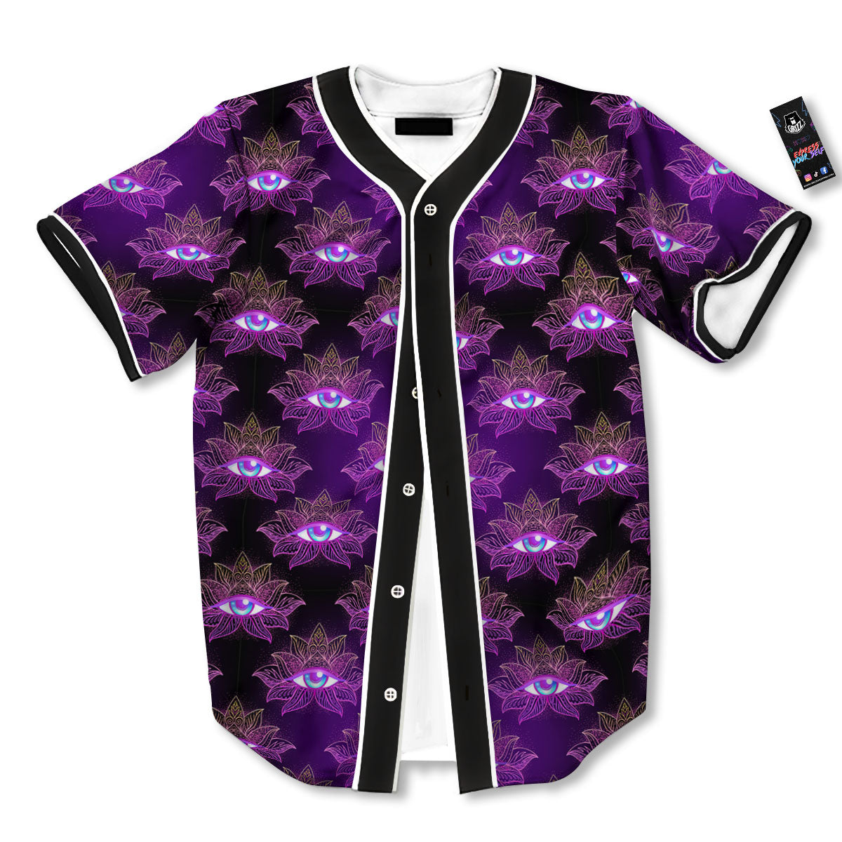 Lotus Eye Of Providence Print Pattern Baseball Jersey-grizzshop