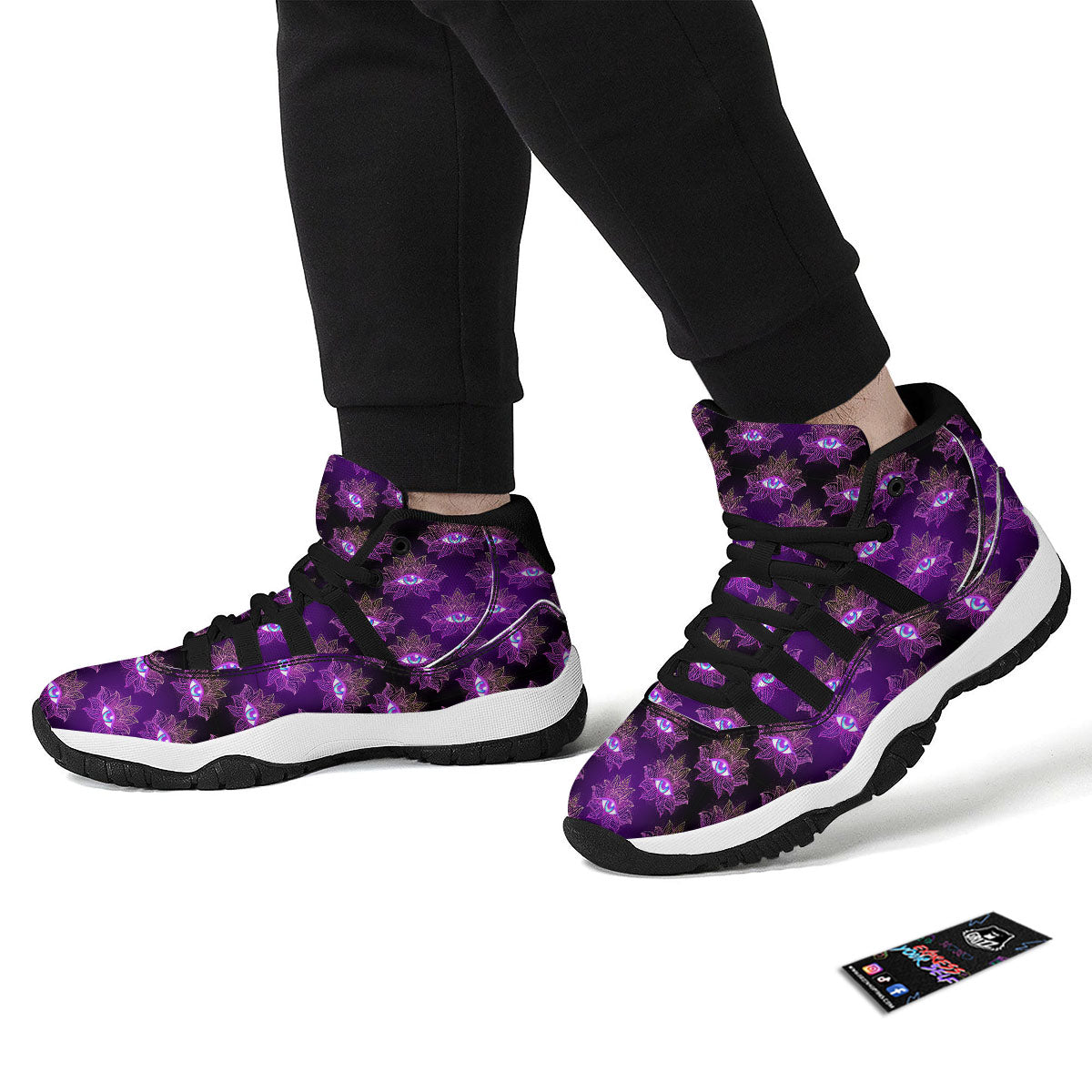 Lotus Eye Of Providence Print Pattern Black Bball Shoes-grizzshop