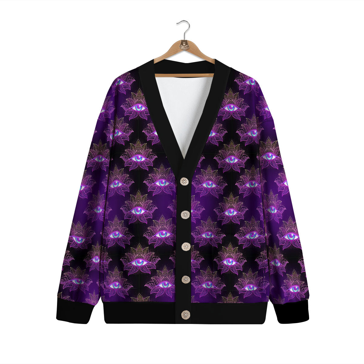 Lotus Eye Of Providence Print Pattern Cardigan-grizzshop