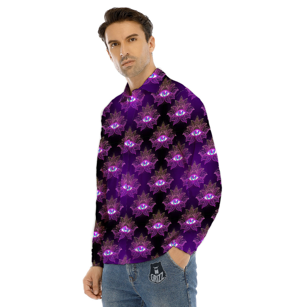 Lotus Eye Of Providence Print Pattern Men's Dress Shirts-grizzshop